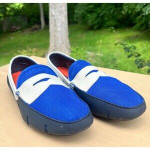 SWIMS Deck Shoes Mens 10 Water Outdoors Penny Loafer Blue Mesh Rubber Breathable